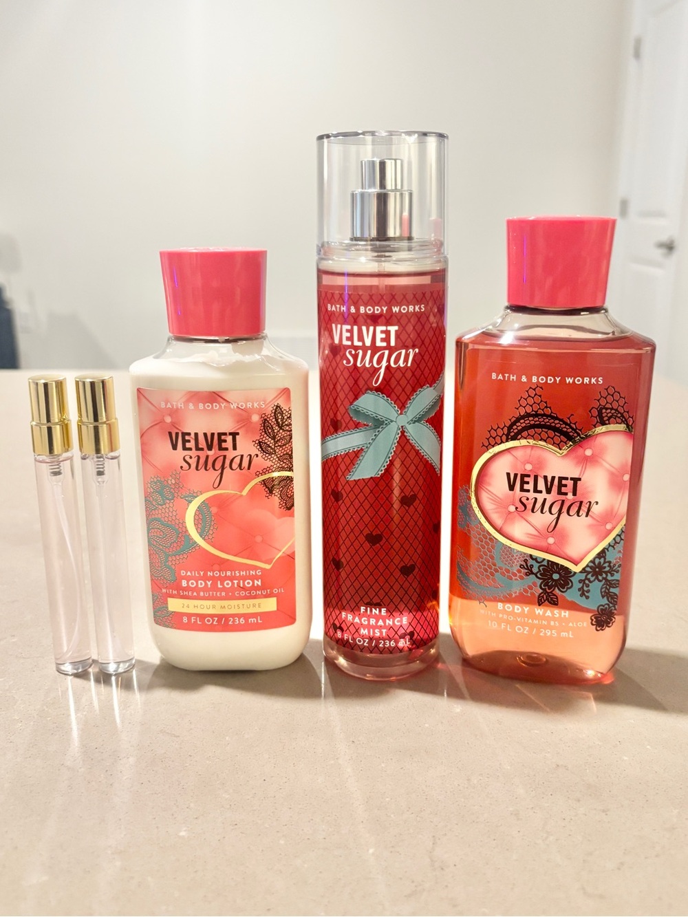 Bath & Body Works Velvet Sugar Gift Set + 2 samples Rare New